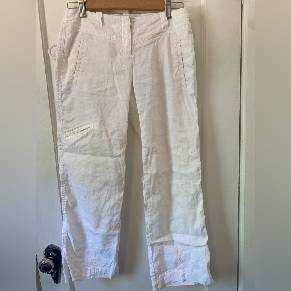 THEORY White Linen Capris